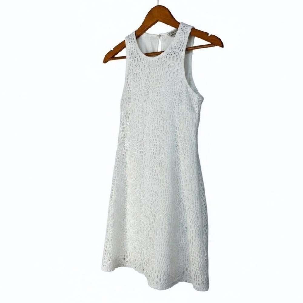 Crochet Lace Summer Tank Top Tunic Womens Small White Coquette PartySoft